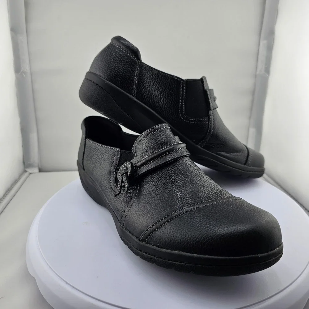Clarks‎ Women's Cheyn Madi Black Leather Slip On Loafers Shoes SZ 7.5 M 61246006 - Picture 10 of 10
